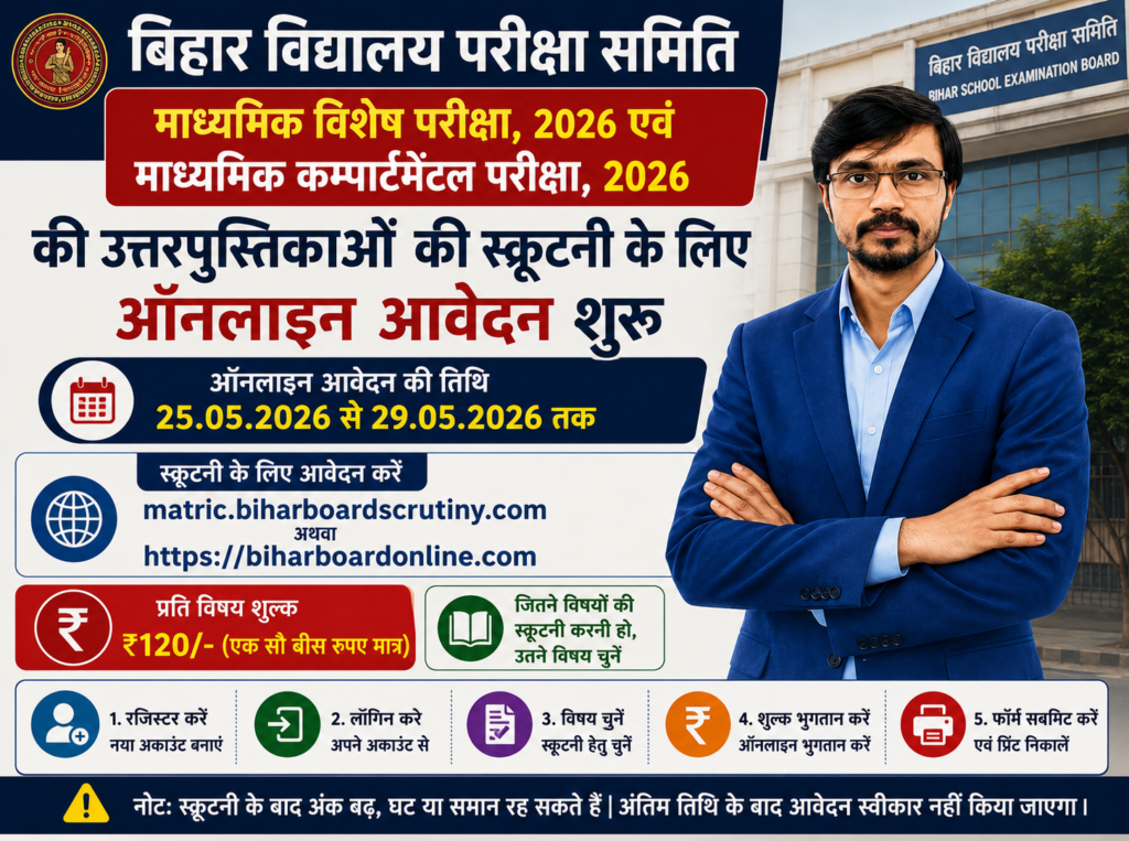 BSEB Special & Compartmental Exam 2026 Scrutiny Online Form Started – Copy Rechecking Date, Fee & Full Process