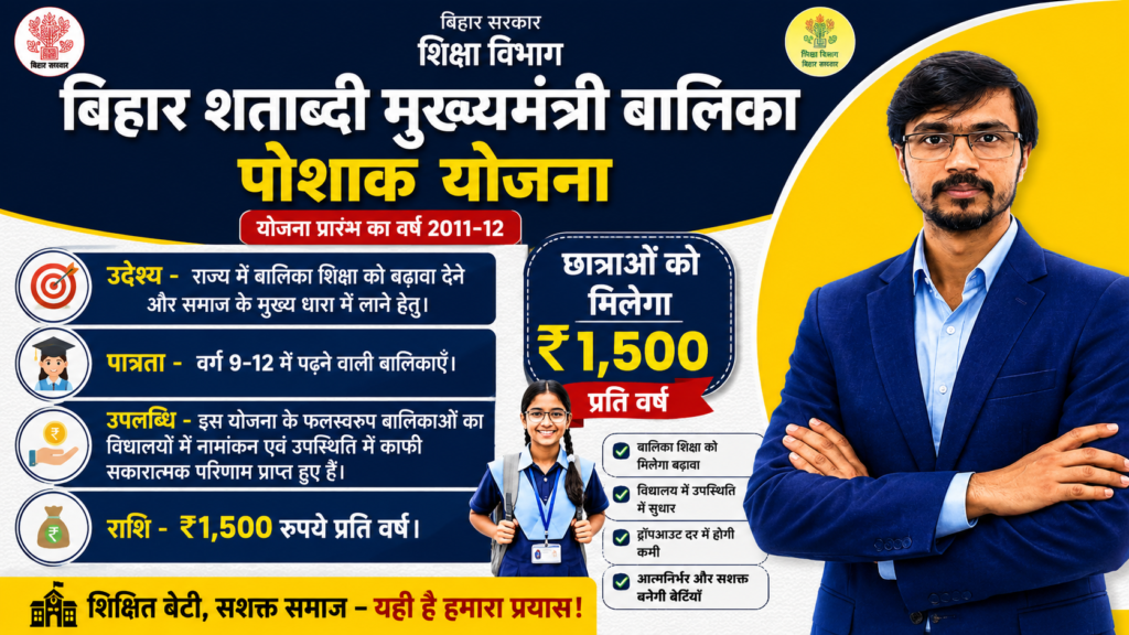 बिहार शताब्दी मुख्यमंत्री बालिका पोशाक योजना 2026 छात्राओं को ₹1500 सहायता