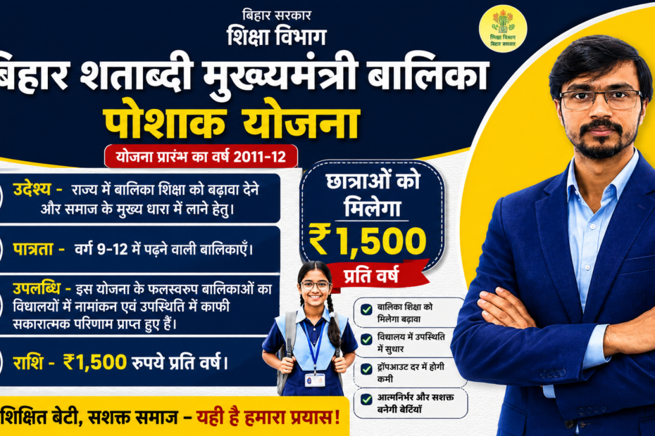 बिहार शताब्दी मुख्यमंत्री बालिका पोशाक योजना 2026 छात्राओं को ₹1500 सहायता