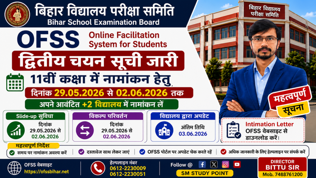 OFSS 2nd Selection List 2026 Released: Download Bihar Inter Admission Second Merit List PDF