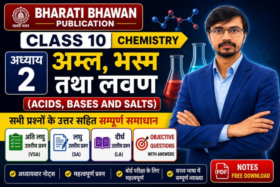 Bharati Bhawan Class 10 Chemistry Chapter 2 Solution अम्ल भस्म तथा लवण Notes Objective Question Answer