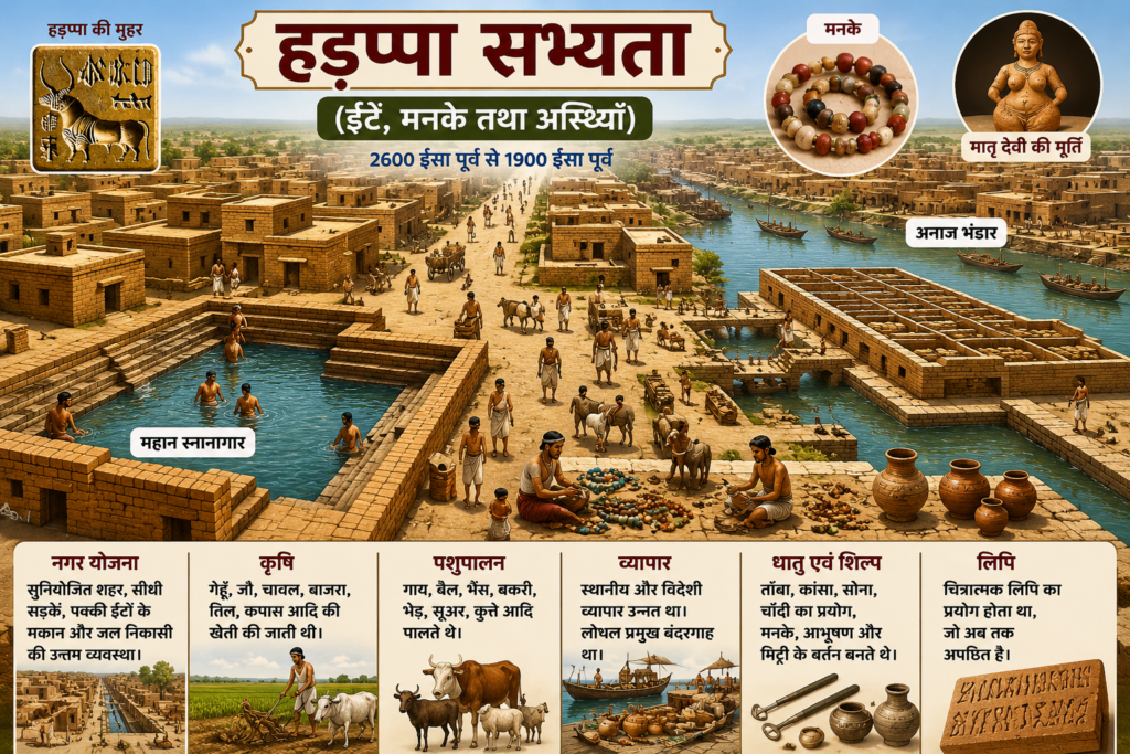Harrapan civilization overview in infographic style